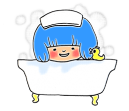 Girl of blue hair sticker #3085184