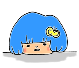 Girl of blue hair sticker #3085191