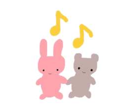 Friendly teddy bear & stuffed rabbit sticker #3107514
