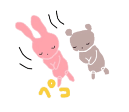 Friendly teddy bear & stuffed rabbit sticker #3107515