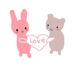Friendly teddy bear & stuffed rabbit sticker #3107536