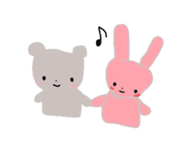 Friendly teddy bear & stuffed rabbit sticker #3107545