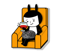 Black rabbit and gray cat2 sticker #3115748