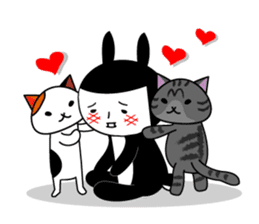 Black rabbit and gray cat2 sticker #3115757