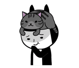 Black rabbit and gray cat2 sticker #3115768