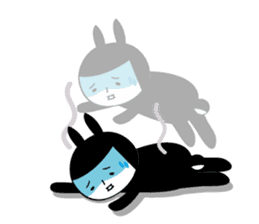 Black rabbit and gray cat2 sticker #3115776
