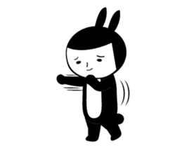 Black rabbit and gray cat2 sticker #3115781