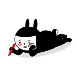 Black rabbit and gray cat2 sticker #3115784