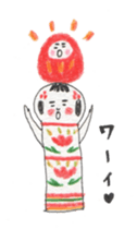 kokeshi&daruma sticker #3122597