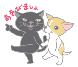 Black cat and Chihuahua sticker #3133782