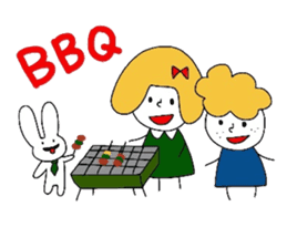 Everyday girls and rabbit 2 sticker #3152903
