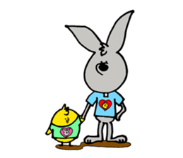 rabbit with bird sticker #3156299