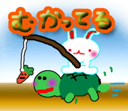A baby rabbit and tortoise sticker #3160570