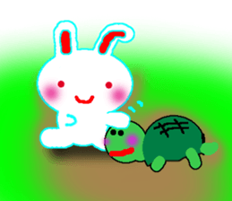 A baby rabbit and tortoise sticker #3160584