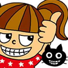 Kawaii girl and a black cat Stickers