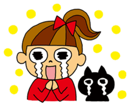 Kawaii girl and a black cat Stickers sticker #3177615