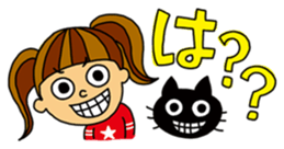 Kawaii girl and a black cat Stickers sticker #3177622