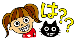 Kawaii girl and a black cat Stickers sticker #3177622