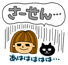 Kawaii girl and a black cat Stickers sticker #3177626
