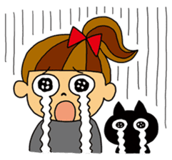 Kawaii girl and a black cat Stickers sticker #3177635