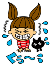 Kawaii girl and a black cat Stickers sticker #3177636