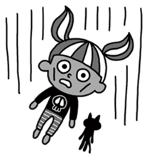 Kawaii girl and a black cat Stickers sticker #3177637