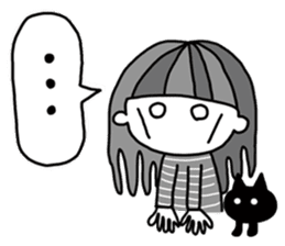 Kawaii girl and a black cat Stickers sticker #3177642