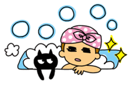 Kawaii girl and a black cat Stickers sticker #3177648