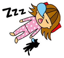 Kawaii girl and a black cat Stickers sticker #3177649