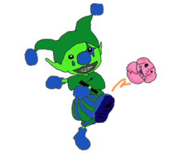 green pierrot and pink bat . sticker #3179264