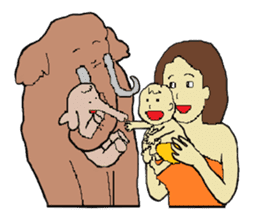 Childhood friends, mammoth and caveboy. sticker #3194171