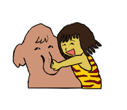 Childhood friends, mammoth and caveboy. sticker #3194173