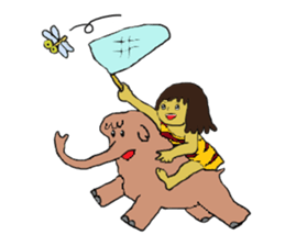 Childhood friends, mammoth and caveboy. sticker #3194175