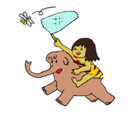 Childhood friends, mammoth and caveboy. sticker #3194175