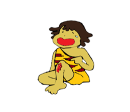 Childhood friends, mammoth and caveboy. sticker #3194176