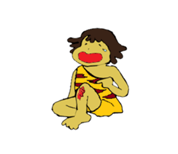 Childhood friends, mammoth and caveboy. sticker #3194176