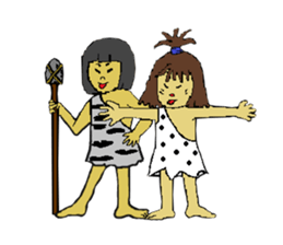 Childhood friends, mammoth and caveboy. sticker #3194177