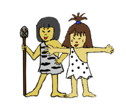 Childhood friends, mammoth and caveboy. sticker #3194177