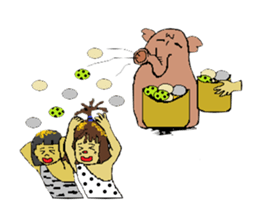 Childhood friends, mammoth and caveboy. sticker #3194179