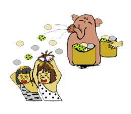 Childhood friends, mammoth and caveboy. sticker #3194179