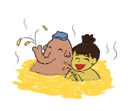 Childhood friends, mammoth and caveboy. sticker #3194183