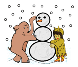 Childhood friends, mammoth and caveboy. sticker #3194184