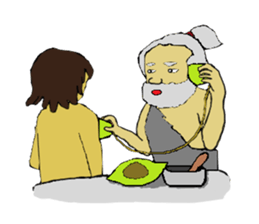 Childhood friends, mammoth and caveboy. sticker #3194186