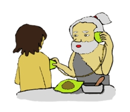 Childhood friends, mammoth and caveboy. sticker #3194186