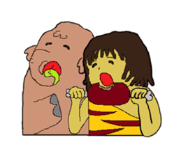 Childhood friends, mammoth and caveboy. sticker #3194188