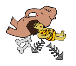 Childhood friends, mammoth and caveboy. sticker #3194189