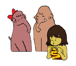 Childhood friends, mammoth and caveboy. sticker #3194190