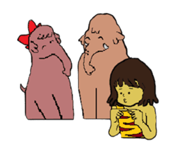 Childhood friends, mammoth and caveboy. sticker #3194190