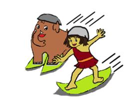 Childhood friends, mammoth and caveboy. sticker #3194193