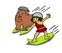 Childhood friends, mammoth and caveboy. sticker #3194193